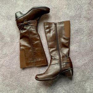 Clarks Wyld Polka Brown Leather Riding Boots